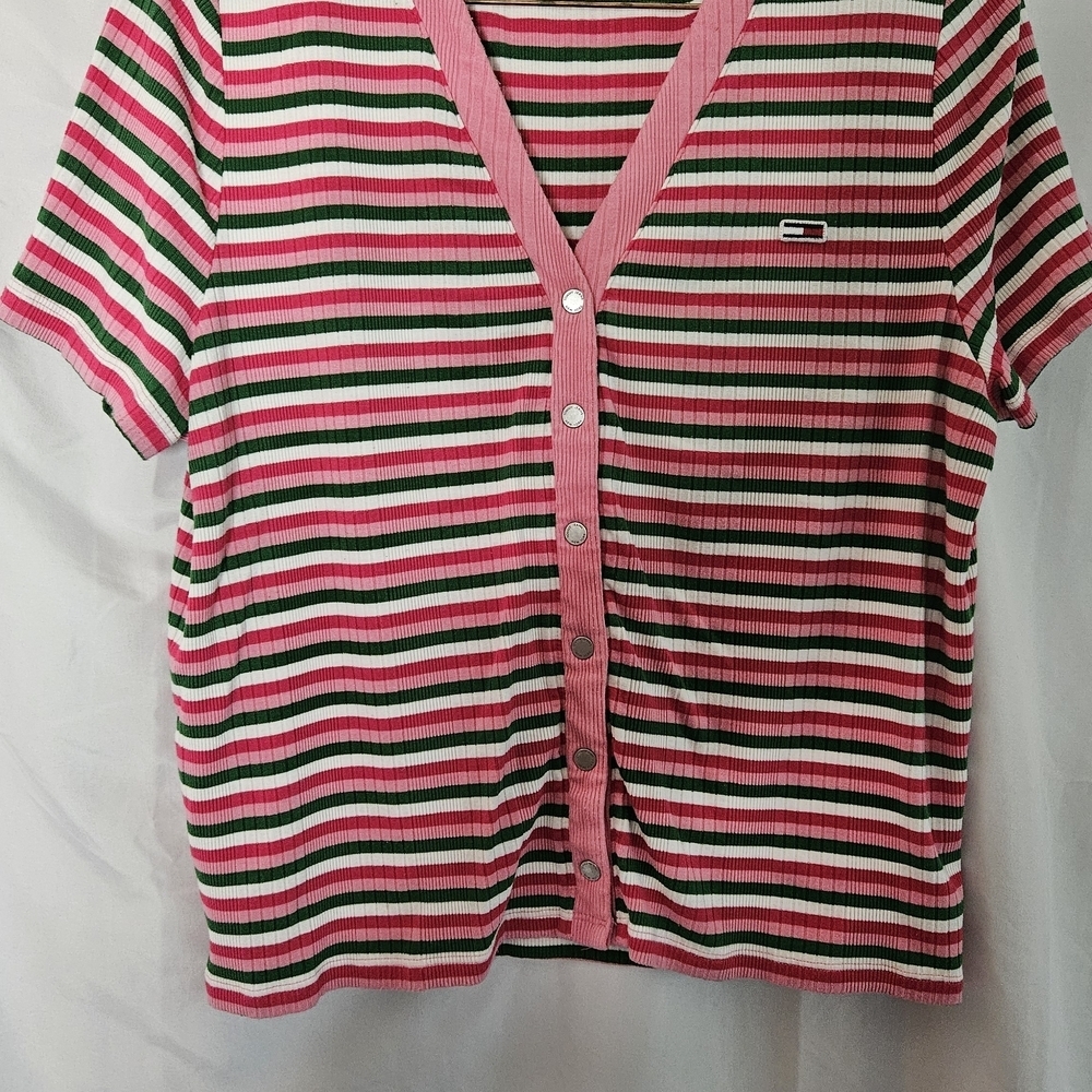 Tommy Hilfiger Pink Striped Short Sleeve Tee